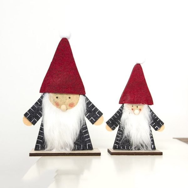 2 PCS Christmas Wooden Felt Splicing Ornaments Accessories Scene Decoration, Size: Large (Gray Coat Red Hat ) - Image 4