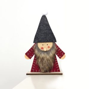 2 PCS Christmas Wooden Felt Splicing Ornaments Accessories Scene Decoration, Size: Small (Red Coat Gray Hat)