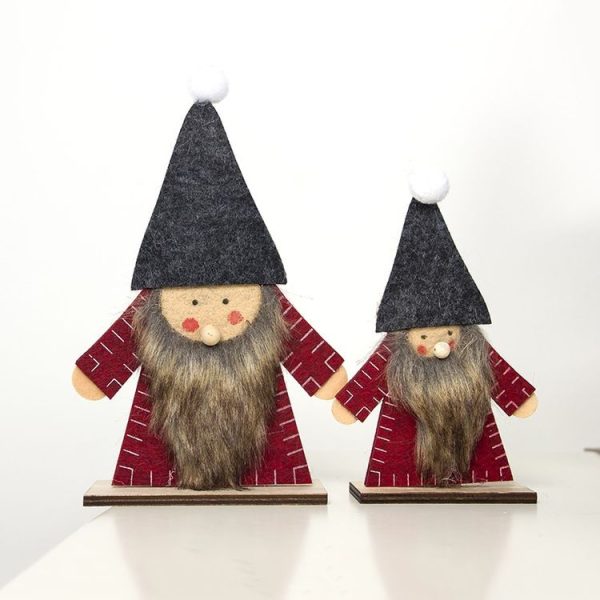 2 PCS Christmas Wooden Felt Splicing Ornaments Accessories Scene Decoration, Size: Small (Red Coat Gray Hat) - Image 4