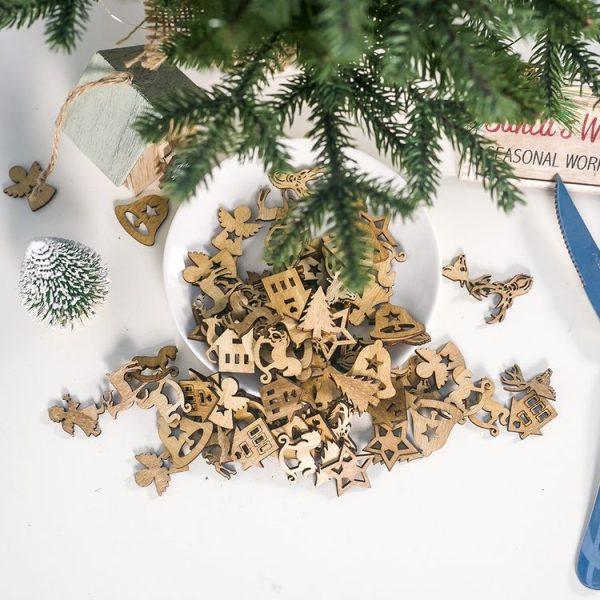 2 Packs Creative Christmas Wood DIY Accessories Ornaments - Image 2