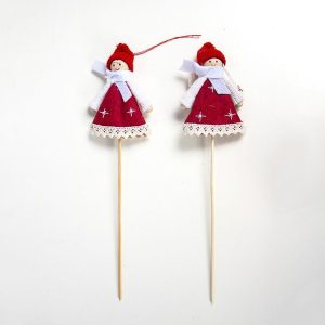2 PCS Christmas Fabric Wool Felt Doll Cuttings Ornament Vase Decoration, Specification: Girl (Red)