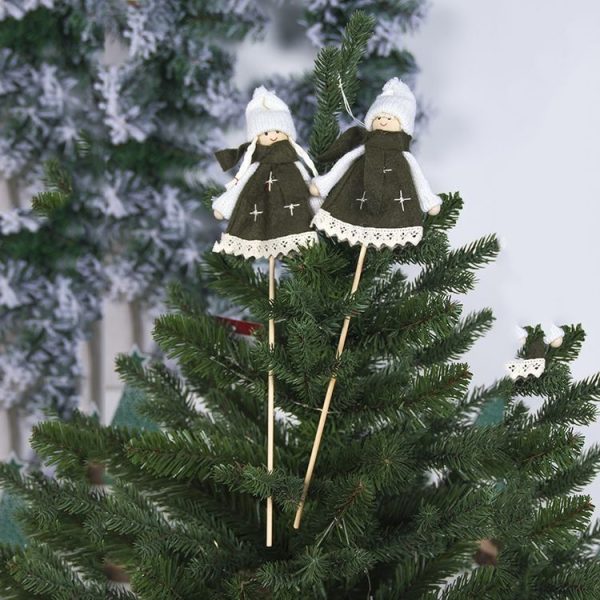 2 PCS Christmas Fabric Wool Felt Doll Cuttings Ornament Vase Decoration, Specification: Girl (Red) - Image 4