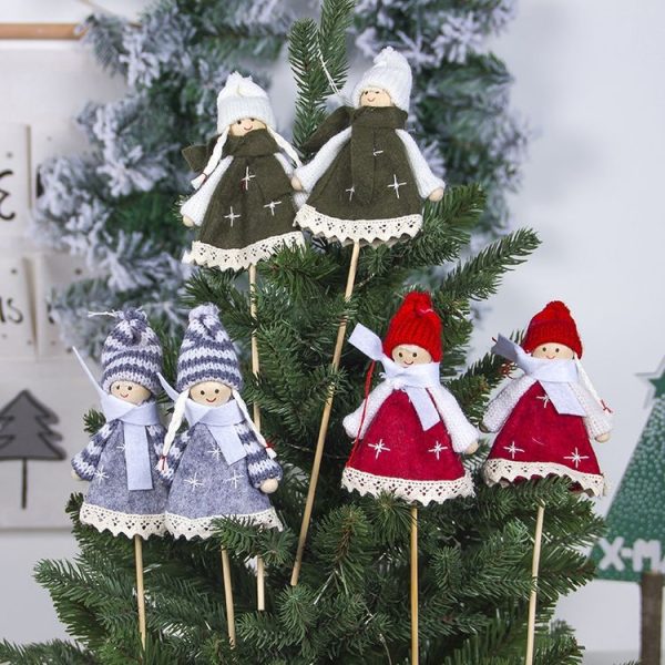 2 PCS Christmas Fabric Wool Felt Doll Cuttings Ornament Vase Decoration, Specification: Girl (Red) - Image 5