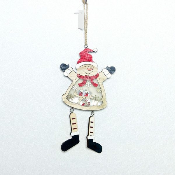 2 PCS Christmas Creative Luminous Painted Wooden Pendant Accessories Scene Decoration (Snowman) - Image 2
