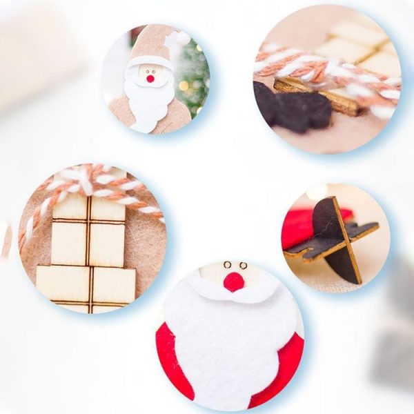 CP0242 2 PCS Christmas Decoration Ornaments Wooden Felt Santa Spelling Table Setting Creative Santa Claus Decorations (Red) - Image 3