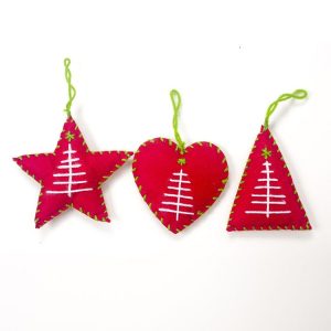 2 Sets Christmas Fabric Five-pointed Star Love Ornament (Red)