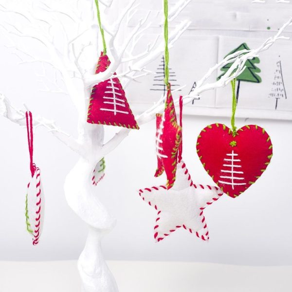 2 Sets Christmas Fabric Five-pointed Star Love Ornament (Red) - Image 3