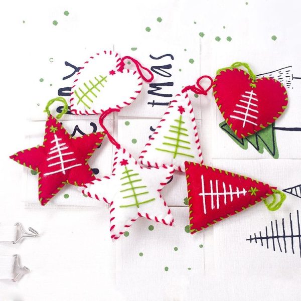 2 Sets Christmas Fabric Five-pointed Star Love Ornament (Red) - Image 4
