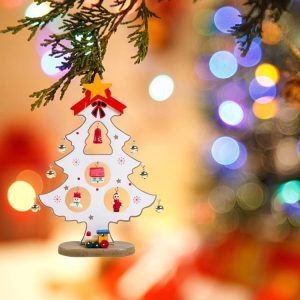 2 PCS Painted Christmas Tree Decorations Creative Christmas Bells Christmas Tree Decorations (White)