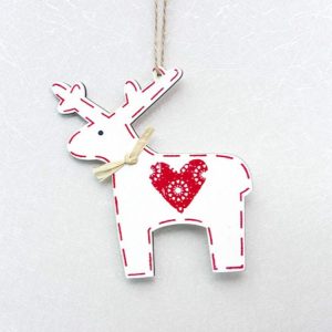 2 PCS Christmas Decoration Wood Elk Christmas Tree Pendant Creative Painting Love Deer Pendant, Specification: Red