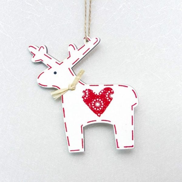 2 PCS Christmas Decoration Wood Elk Christmas Tree Pendant Creative Painting Love Deer Pendant, Specification: Red - Image 2