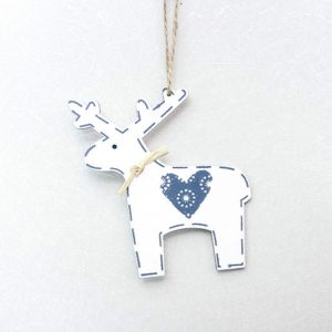 2 PCS Christmas Decoration Wood Elk Christmas Tree Pendant Creative Painting Love Deer Pendant, Specification: Blu
