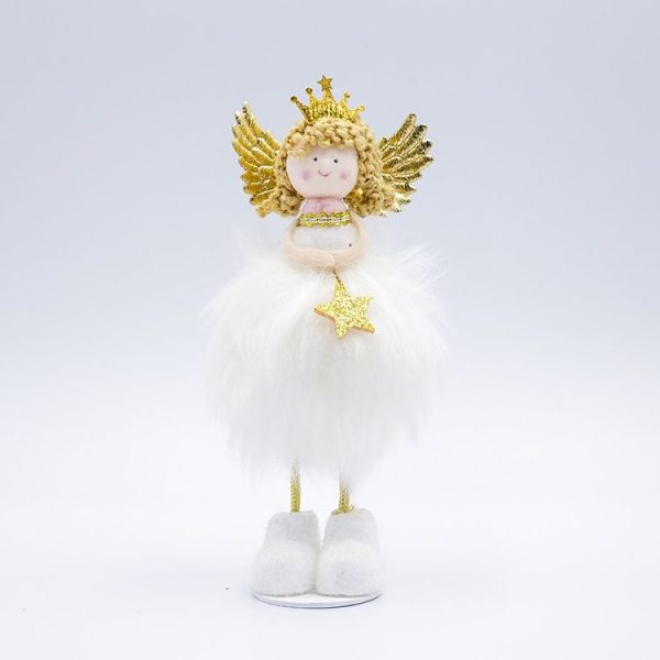 2 PCS Ornaments Fabric Plush Blonde Angel Christmas Doll Decoration Creative Children's Gifts (Star)