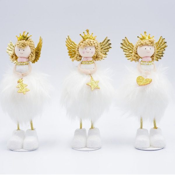 2 PCS Ornaments Fabric Plush Blonde Angel Christmas Doll Decoration Creative Children's Gifts (Star) - Image 3