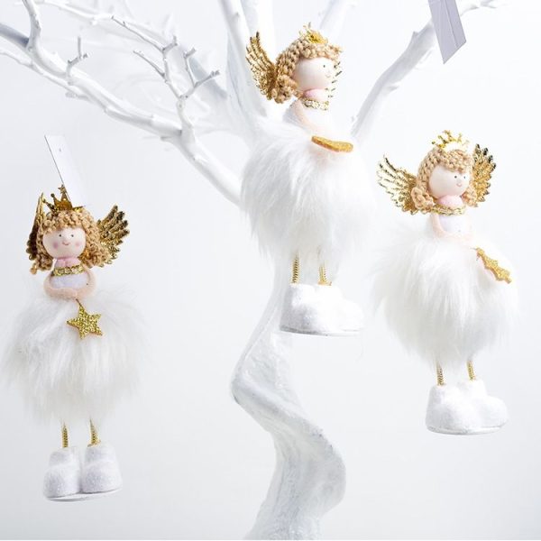 2 PCS Ornaments Fabric Plush Blonde Angel Christmas Doll Decoration Creative Children's Gifts (Star) - Image 4