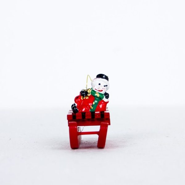 2 PCS Christmas Tree Sleigh Snowman Santa Elk Wood Pendant Ornament (Snowman) - Image 3