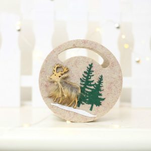 2 PCS Christmas Felt Portable Candy Gift Decorative Bag, Shape: Round (Brown)