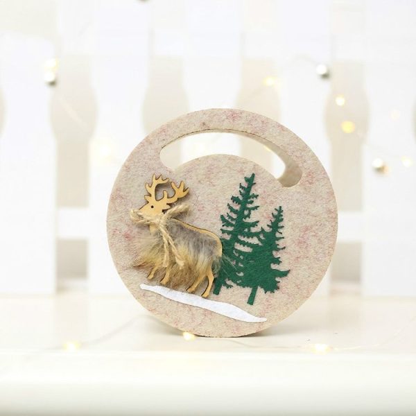 2 PCS Christmas Felt Portable Candy Gift Decorative Bag, Shape: Round (Brown) - Image 2