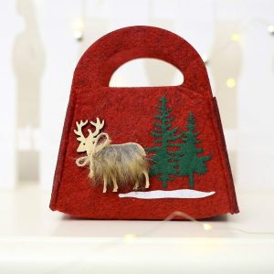 2 PCS Christmas Felt Portable Candy Gift Decorative Bag, Shape: Square (Red)