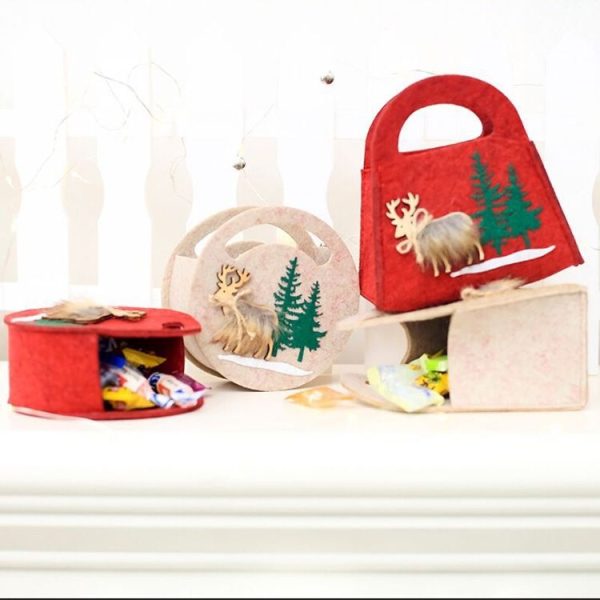 2 PCS Christmas Felt Portable Candy Gift Decorative Bag, Shape: Square (Red) - Image 6
