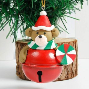 2 PCS Christmas Tree Pendant Old Man Snowman Bell Doll Bell Hanging Decoration (Bear)