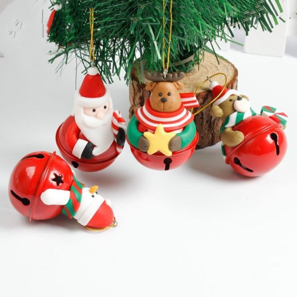 2 PCS Christmas Tree Pendant Old Man Snowman Bell Doll Bell Hanging Decoration (Bear) - Image 3