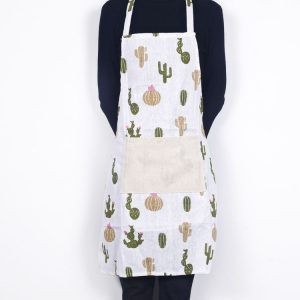 2 PCS Easter Ornaments Apron Cotton Print Cartoon Kitchen Coverall Home Decoration (Cactus)