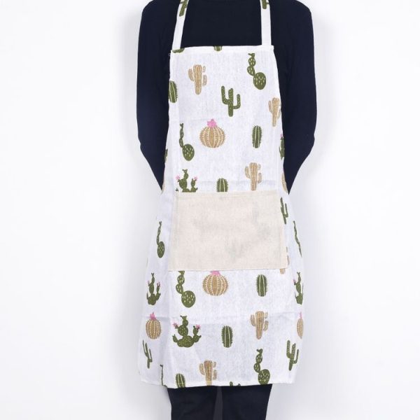 2 PCS Easter Ornaments Apron Cotton Print Cartoon Kitchen Coverall Home Decoration (Cactus) - Image 2