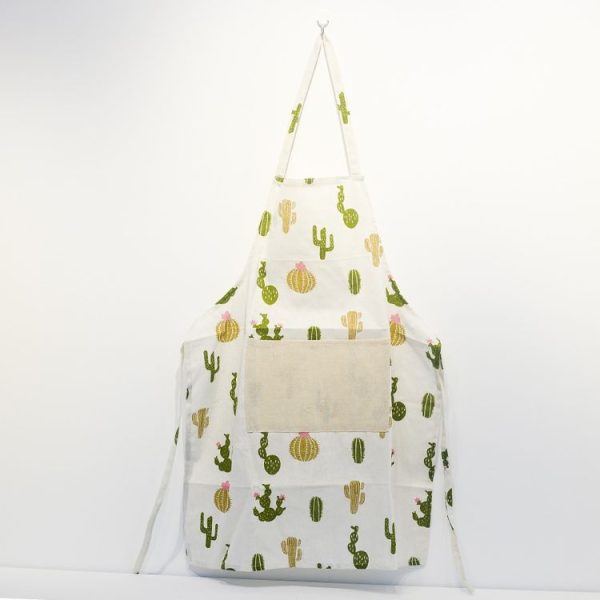 2 PCS Easter Ornaments Apron Cotton Print Cartoon Kitchen Coverall Home Decoration (Cactus) - Image 4
