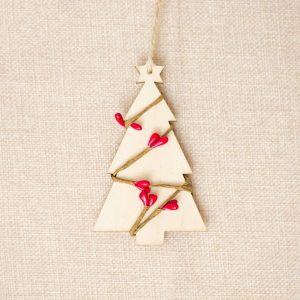 10 PCS Creative Wooden Christmas Tree Rattan Wooden Sign Ornament (Beige)