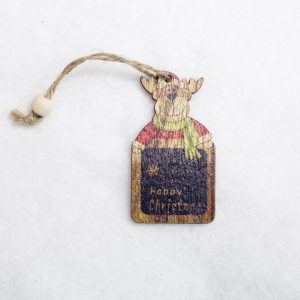 2 PCS Creative Christmas Tree Pendants Mini Painted Small Wooden Small Pendants (Deer)
