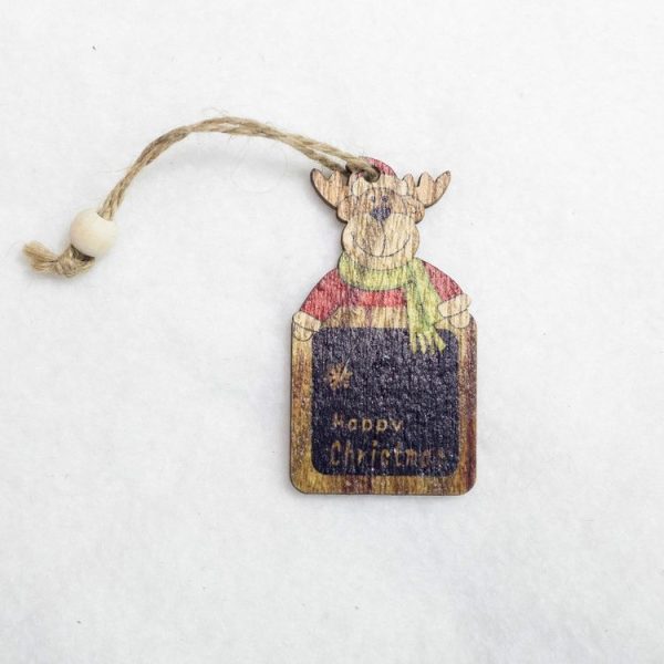 2 PCS Creative Christmas Tree Pendants Mini Painted Small Wooden Small Pendants (Deer) - Image 2