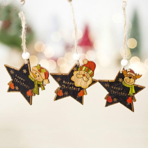 2 PCS Creative Christmas Tree Pendants Mini Painted Small Wooden Small Pendants (Deer) - Image 4