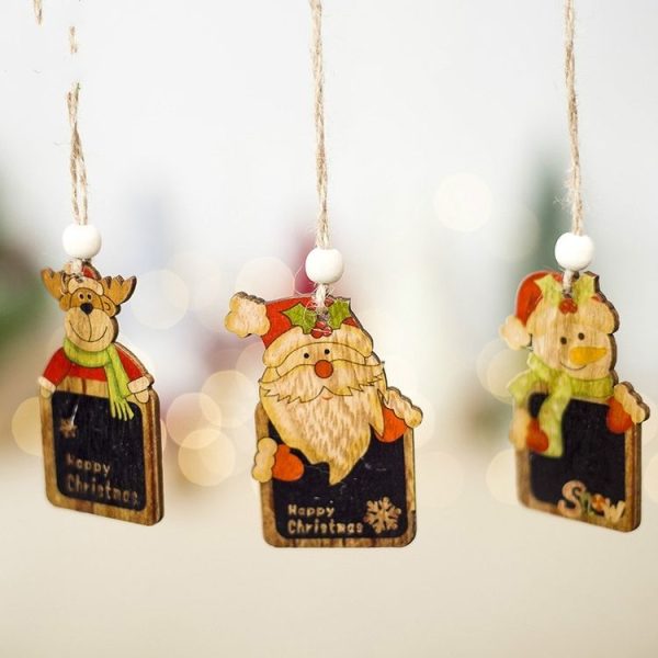 2 PCS Creative Christmas Tree Pendants Mini Painted Small Wooden Small Pendants (Deer) - Image 5
