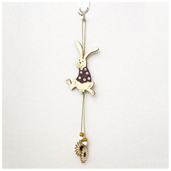 Pendant Easter House Name Creative Rooster Rabbit Bird Wooden Charm (Rabbit) - Image 2