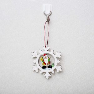 2 PCS Christmas Painted Carved Wooden Snowflake Decoration Pendant (Santa)