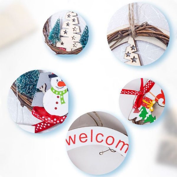 2 PCS Christmas Closet Door and Window Ring Rattan Pendant Decorative Garland (Christmas Hat Snowman) - Image 3