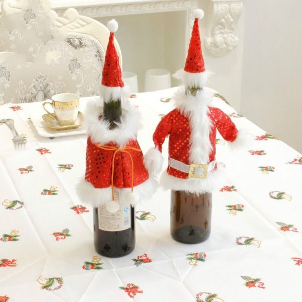 2 PCS Christmas Red Wine Bottle Set Creative Ornament (Girl) - Image 3