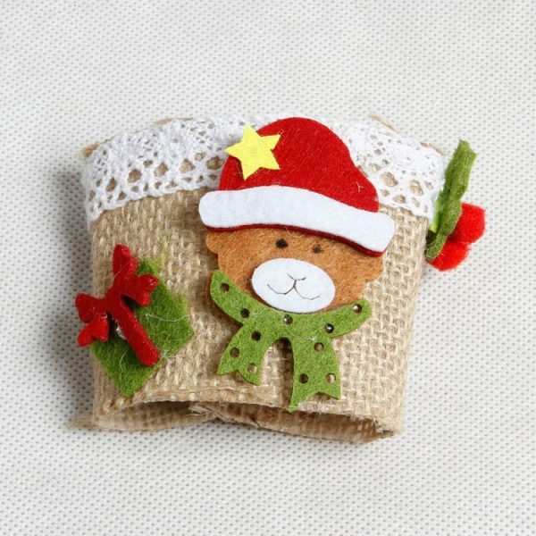 10 PCS Christmas Series Cup Set of Primary Color Linen with Lace, Random Style Delivery - Image 2