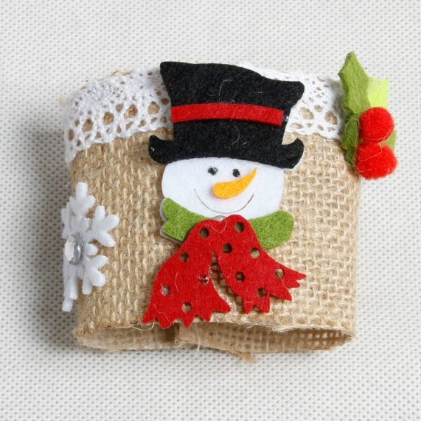 10 PCS Christmas Series Cup Set of Primary Color Linen with Lace, Random Style Delivery - Image 3