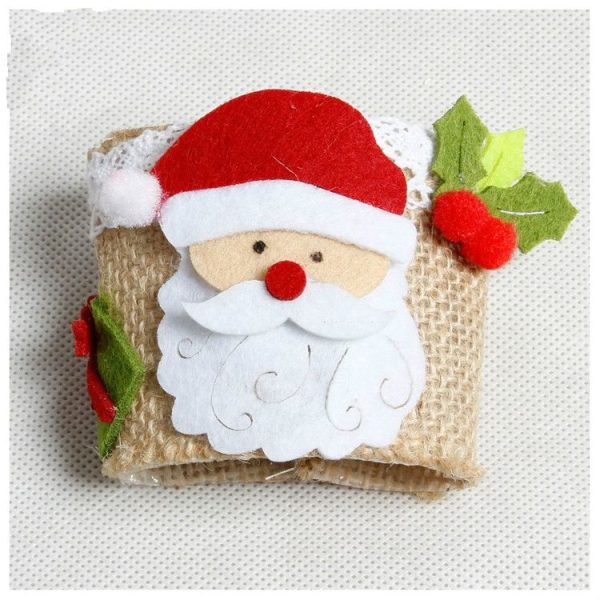 10 PCS Christmas Series Cup Set of Primary Color Linen with Lace, Random Style Delivery - Image 5