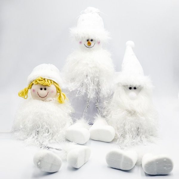 2 PCS Christmas Home Decorations Plush Cute Dolls Christmas Tree Desktop Decorations (Snowman) - Image 4