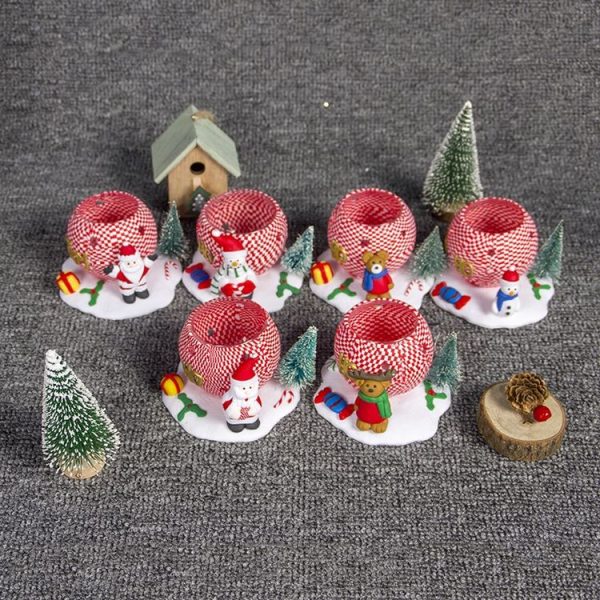 2 PCS Christmas Three-dimensional Soft Ceramic Doll Candlestick Jewelry (Deer) - Image 4
