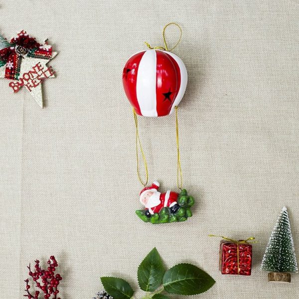 2 PCS Christmas Creative Ceramic Hot Air Balloon Lights Hanging Ornaments - Image 3