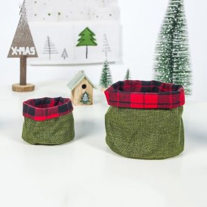 2 Sets Christmas Eve Cloth Mini Candy Apple Storage Basket Decoration (Green)