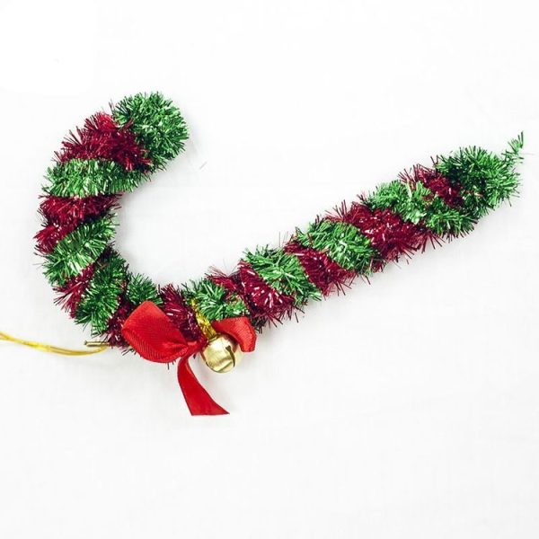 2 PCS Christmas Tree Tops Christmas Candy Cane Bells Decoration Pendant (Green and Red) - Image 2