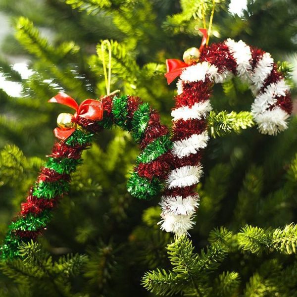 2 PCS Christmas Tree Tops Christmas Candy Cane Bells Decoration Pendant (Green and Red) - Image 4