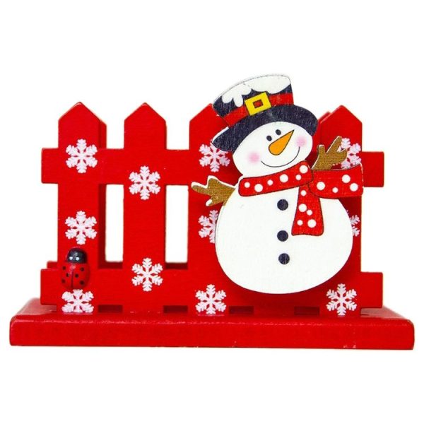 2 PCS Christmas Creative Wooden Fence Decoration Business Card Holder (Snowman) - Image 2