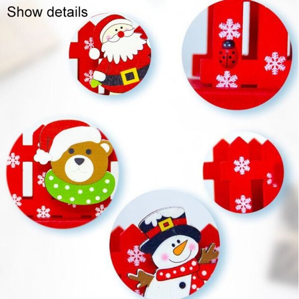 2 PCS Christmas Creative Wooden Fence Decoration Business Card Holder (Snowman) - Image 4