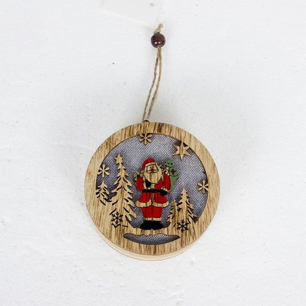 2 PCS Christmas Wooden Creative Santa Snowman Elk Lamp Lighting Pendant (Santa) - Image 2